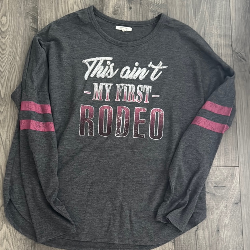 Maurices Charcoal Long Sleeve with Pink Accents